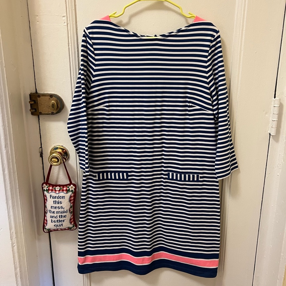 Navy and white striped Lilly Pulitzer jersey dress